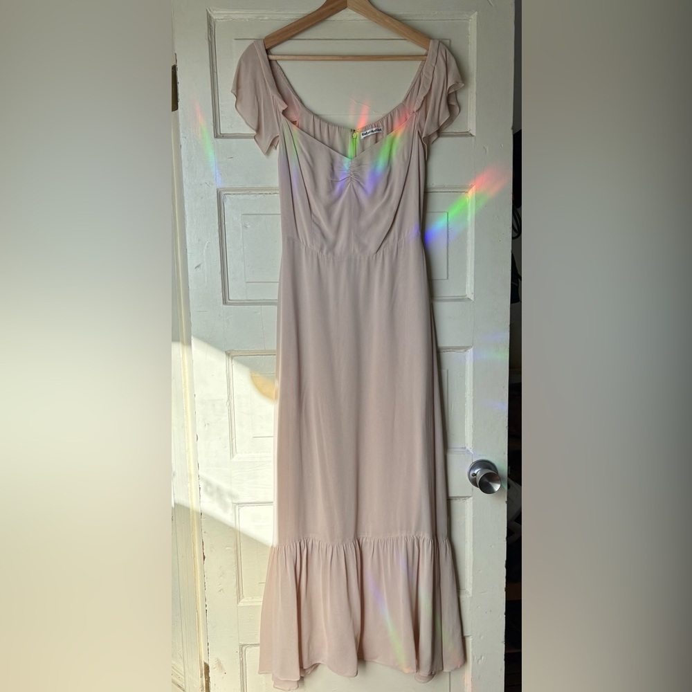 Reformation Butterfly Midi Flutter Sleeve Dress in Blush - Picture 4 of 16